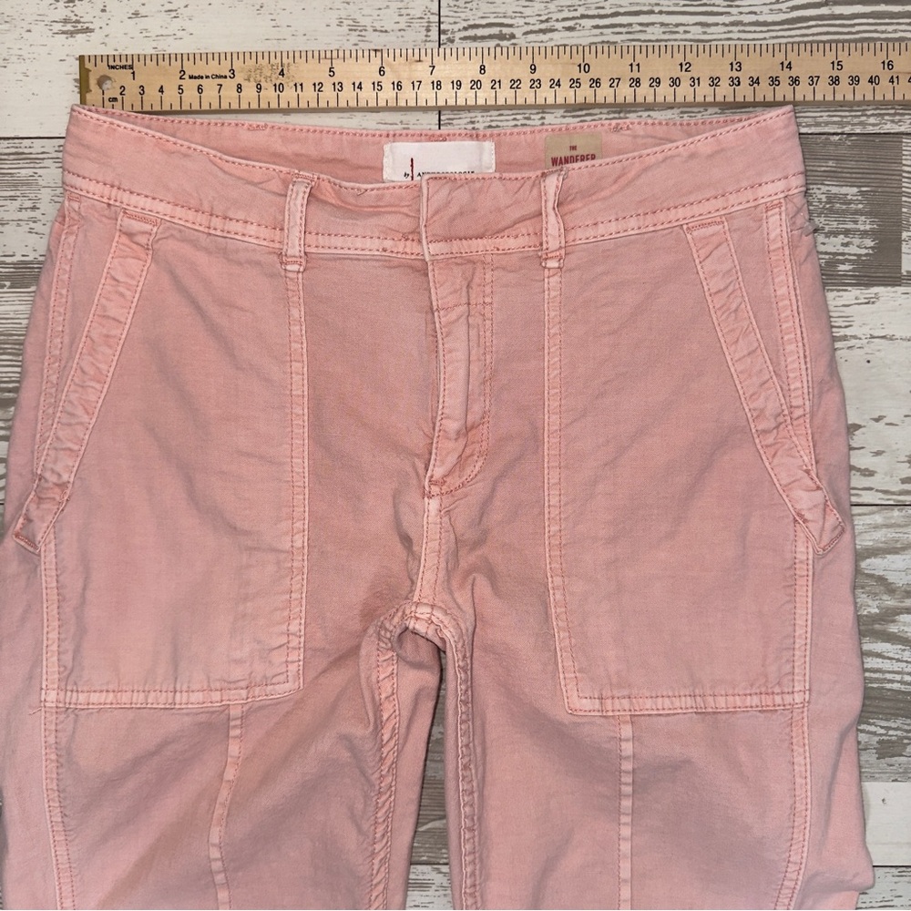 Anthropologie The Wanderer Pink Utility Cargo Pants Size 26 Cotton Linen Blend - Picture 3 of 15